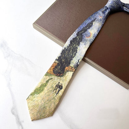 Vintage Van Gogh Oil Painting 8cm Starry Night Tie