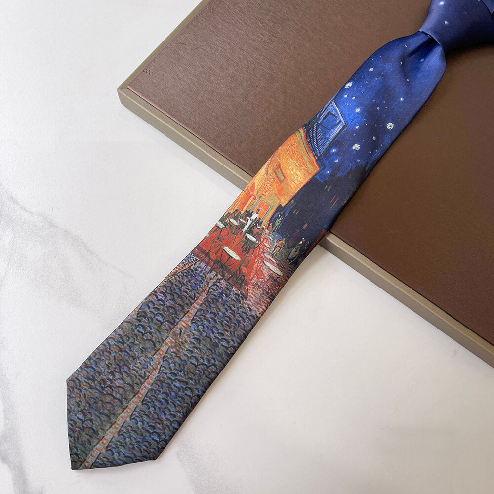 Vintage Van Gogh Oil Painting 8cm Starry Night Tie