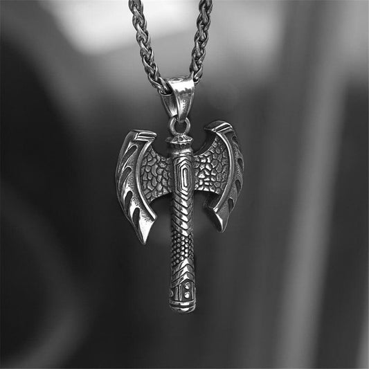Vintage Viking Axe Pendant in Stainless Steel