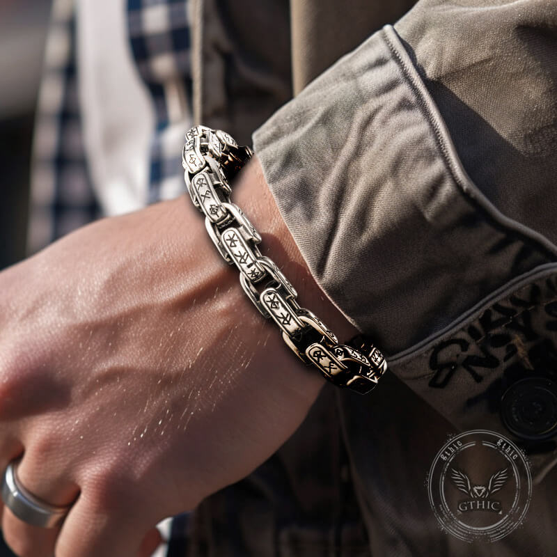 Vintage Viking Dawnbreak Rune Bracelet in Stainless Steel