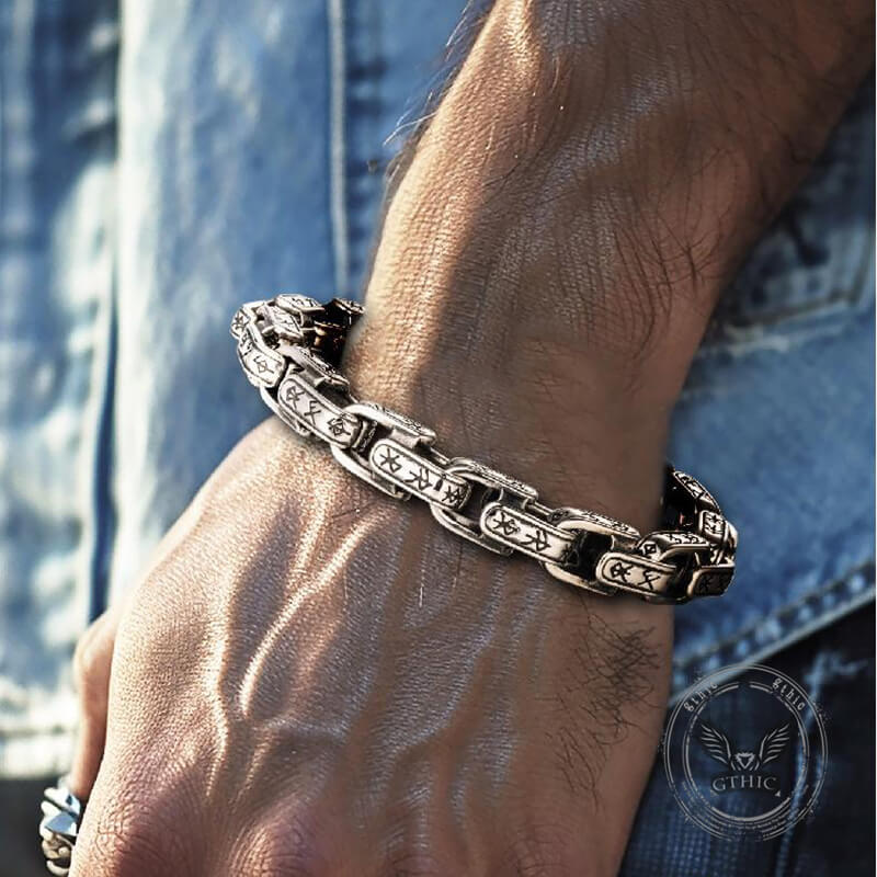 Vintage Viking Dawnbreak Rune Bracelet in Stainless Steel