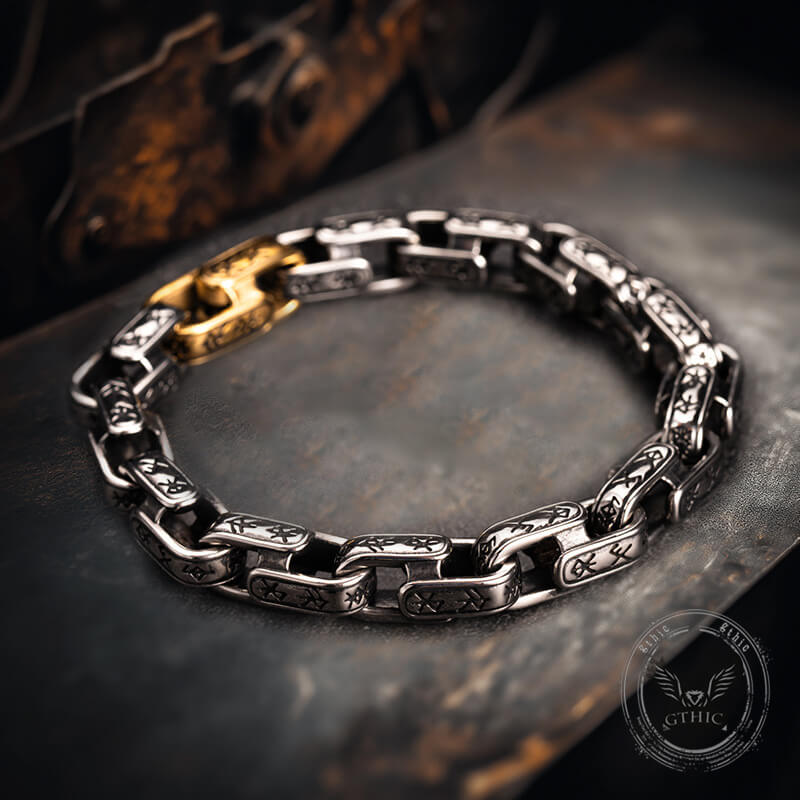 Vintage Viking Dawnbreak Rune Bracelet in Stainless Steel