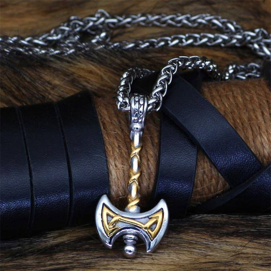 Vintage Viking Double Axe Pendant in Stainless Steel