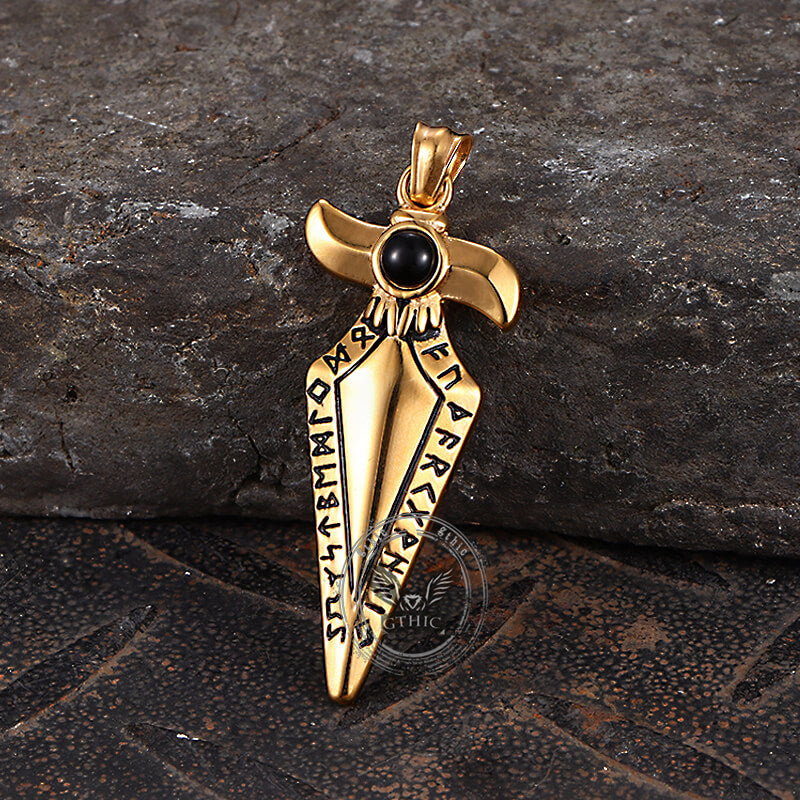 Vintage Viking Rune Spearhead Pendant in Stainless Steel