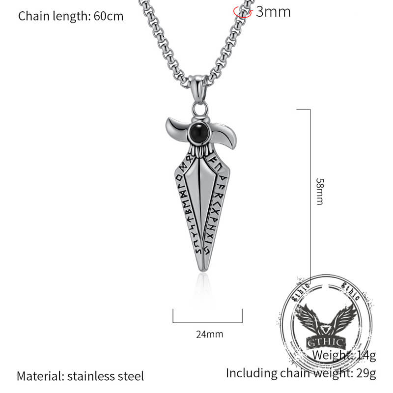 Vintage Viking Rune Spearhead Pendant in Stainless Steel