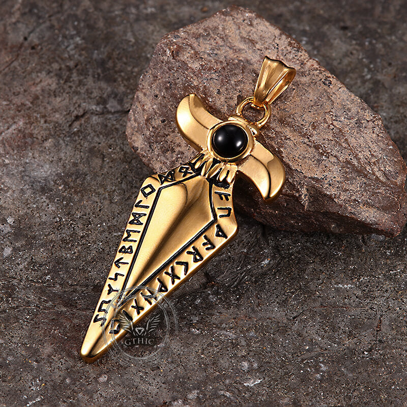 Vintage Viking Rune Spearhead Pendant in Stainless Steel