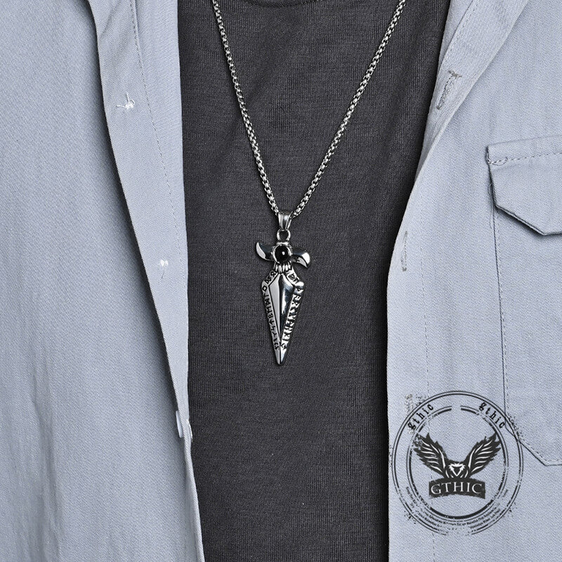 Vintage Viking Rune Spearhead Pendant in Stainless Steel