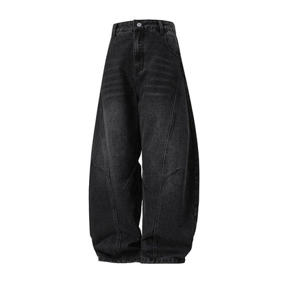 Vintage Washed Loose Casual Scimitar Jeans