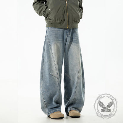 Vintage Washed Loose Casual Scimitar Jeans