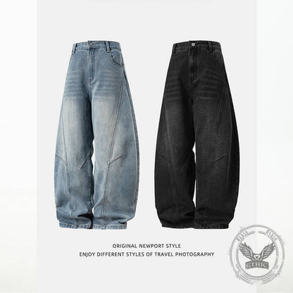 Vintage Washed Loose Casual Scimitar Jeans