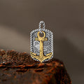 Vintage Wave Anchor Pendant in Stainless Steel