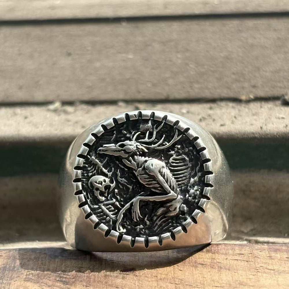 Vintage Wendigo Skeleton Sterling Silver Ring