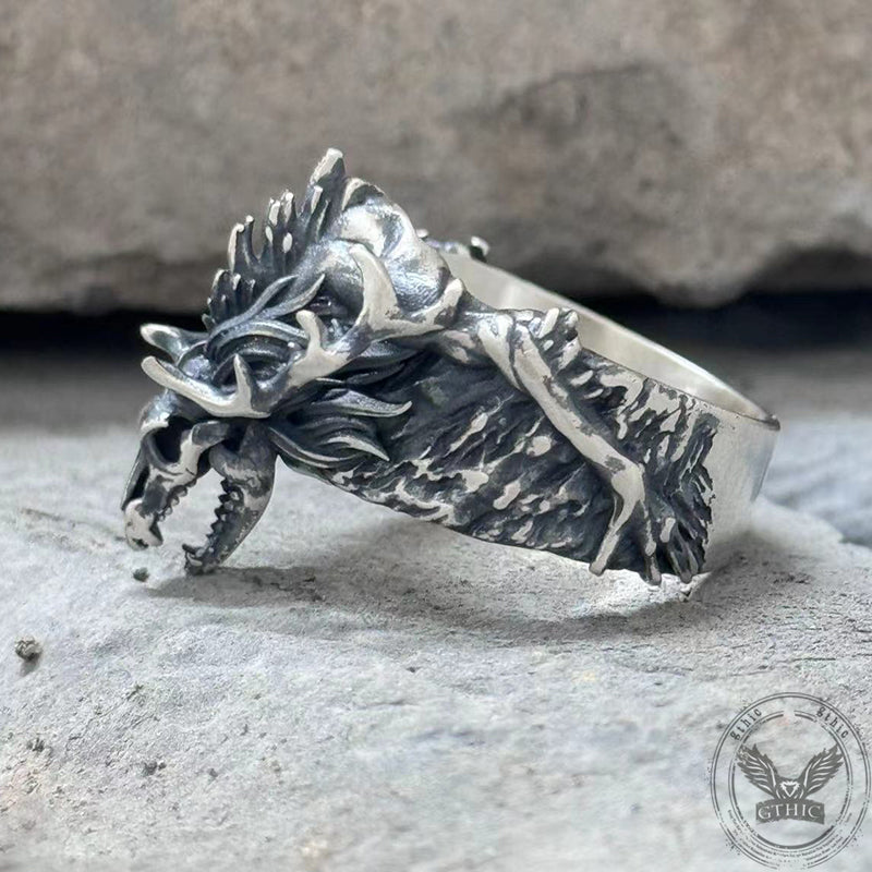 Vintage Wendigo Skull Sterling Silver Ring
