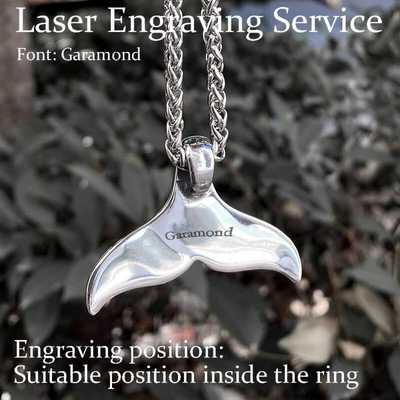 Vintage Whale Tail Pendant in Stainless Steel
