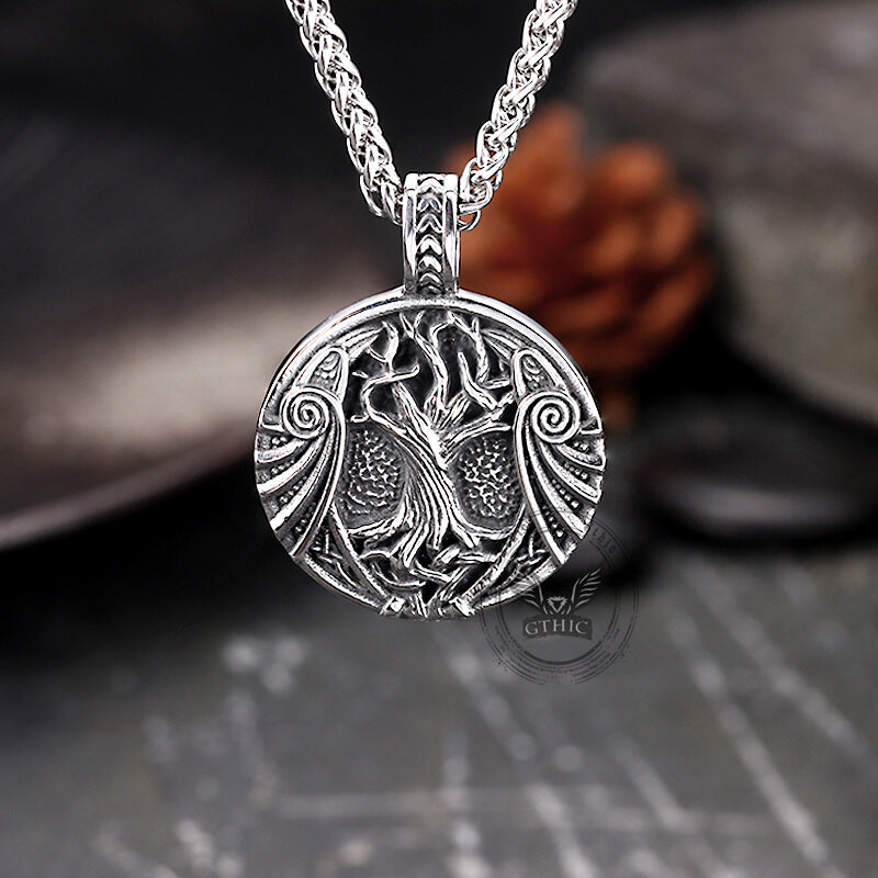 Vintage Yggdrasil Helm of Awe Pendant in Stainless Steel