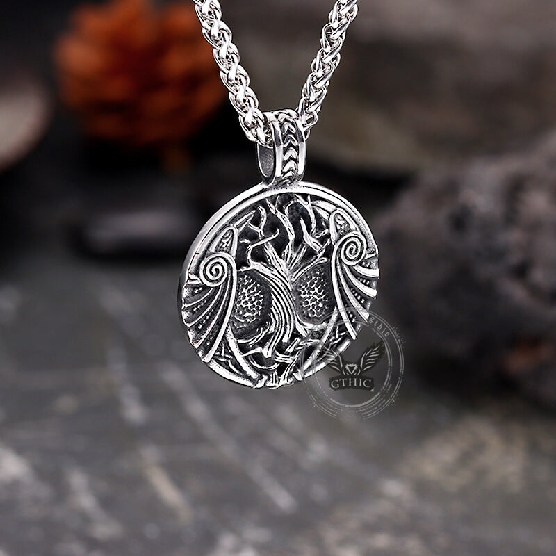 Vintage Yggdrasil Helm of Awe Pendant in Stainless Steel