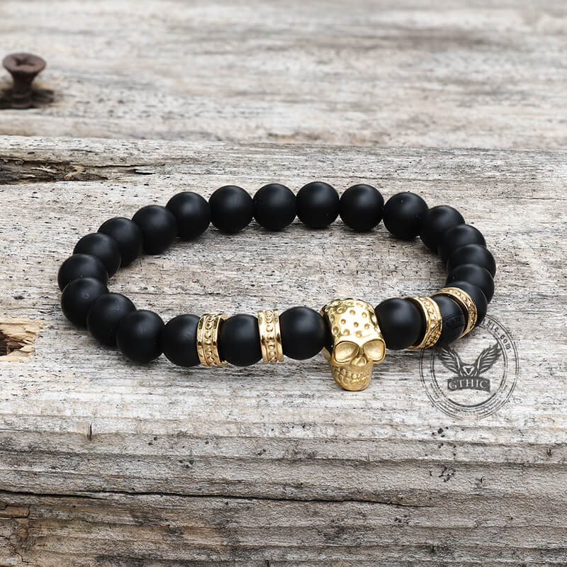 Volcanic Rock Skull Bracelet in Stainless Steel