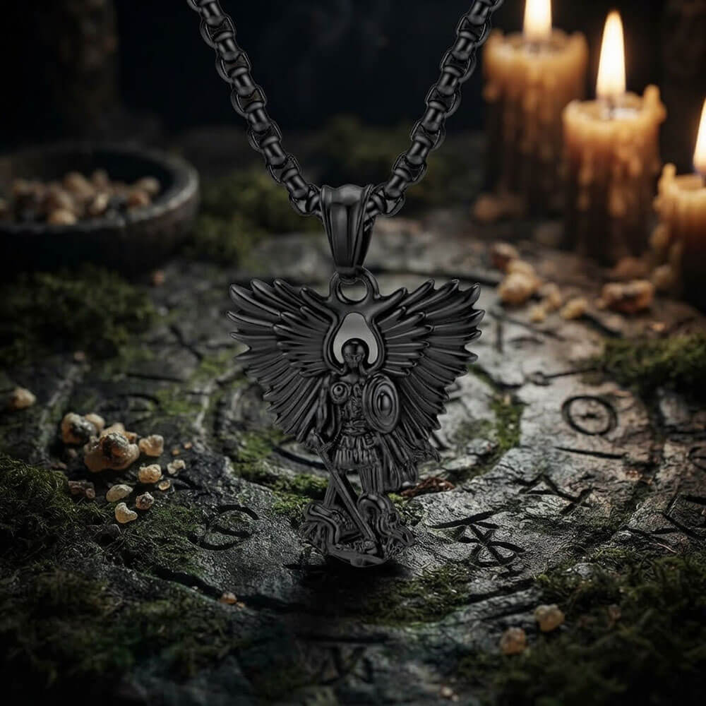Vintage Archangel Saint Michael Pendant in Stainless Steel