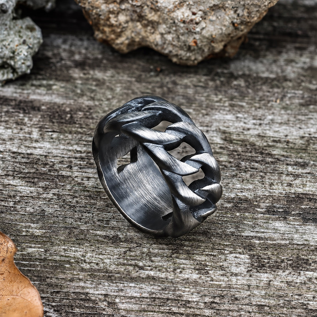 Weave Pattern Ring in Stainless Steel