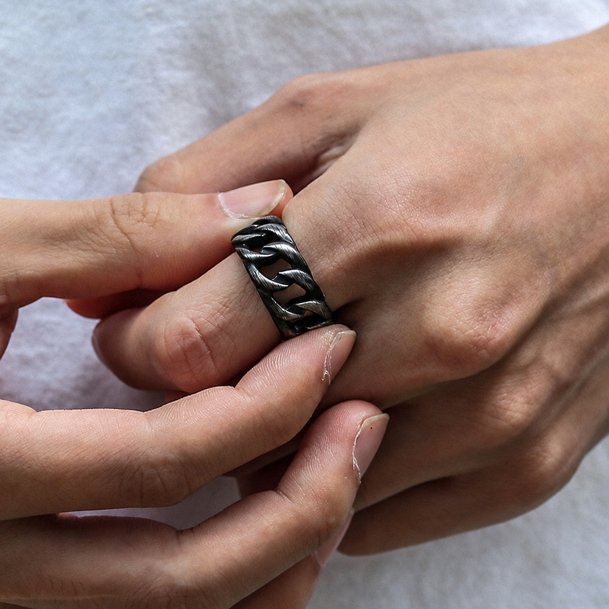 Weave Pattern Ring in Stainless Steel