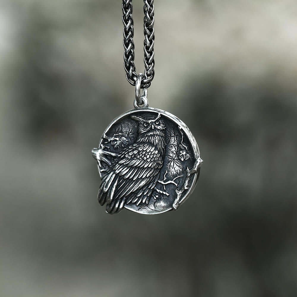 Wisdom Owl Pendant in Stainless Steel