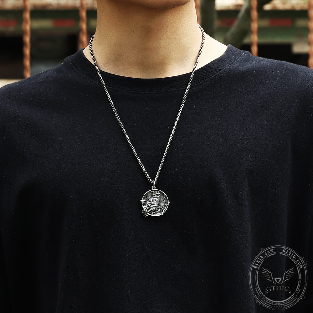 Wisdom Owl Pendant in Stainless Steel