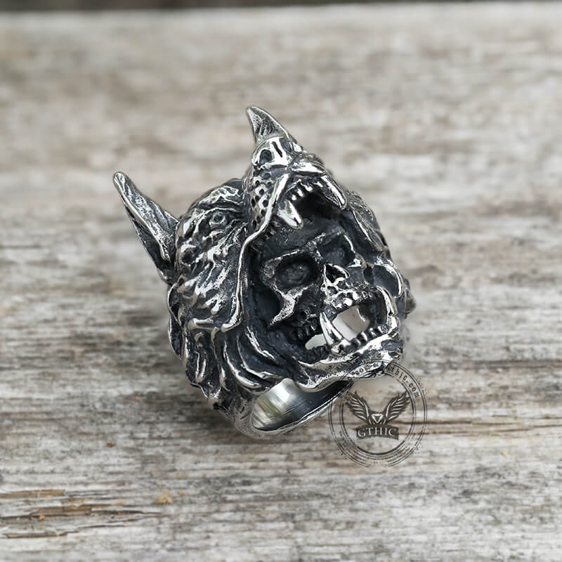 Wolf Warrior Stainless Steel Skull Ring
