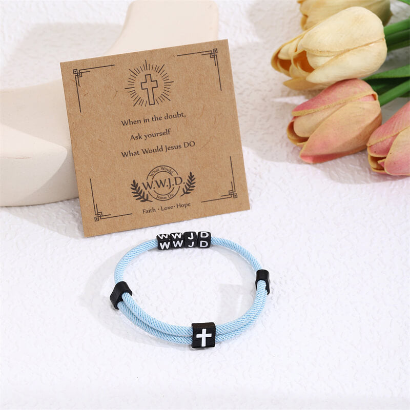 WWJD Letter Cross Adjustable Nylon Bracelet