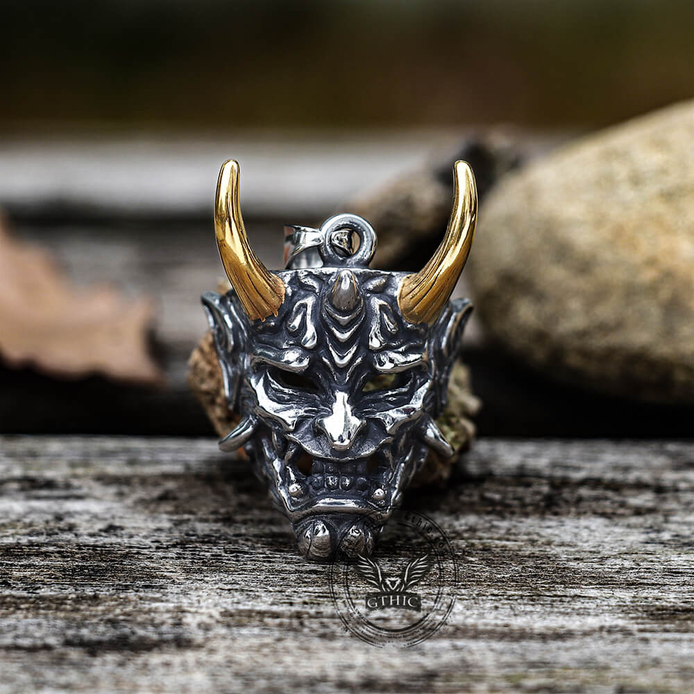 Yokai Oni Pendant in Stainless Steel