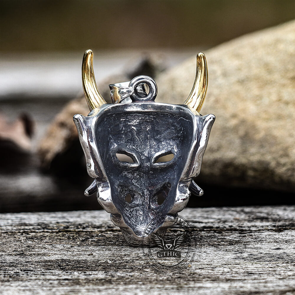 Yokai Oni Pendant in Stainless Steel