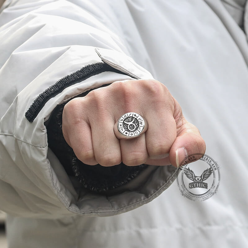 Zodiac Signs Symbol Ring in Stainless Steel